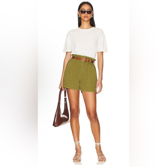 Blank NYC NWT Out of Office High Waisted Olive Green Shorts in 100% Cotton. - Picture 1 of 10